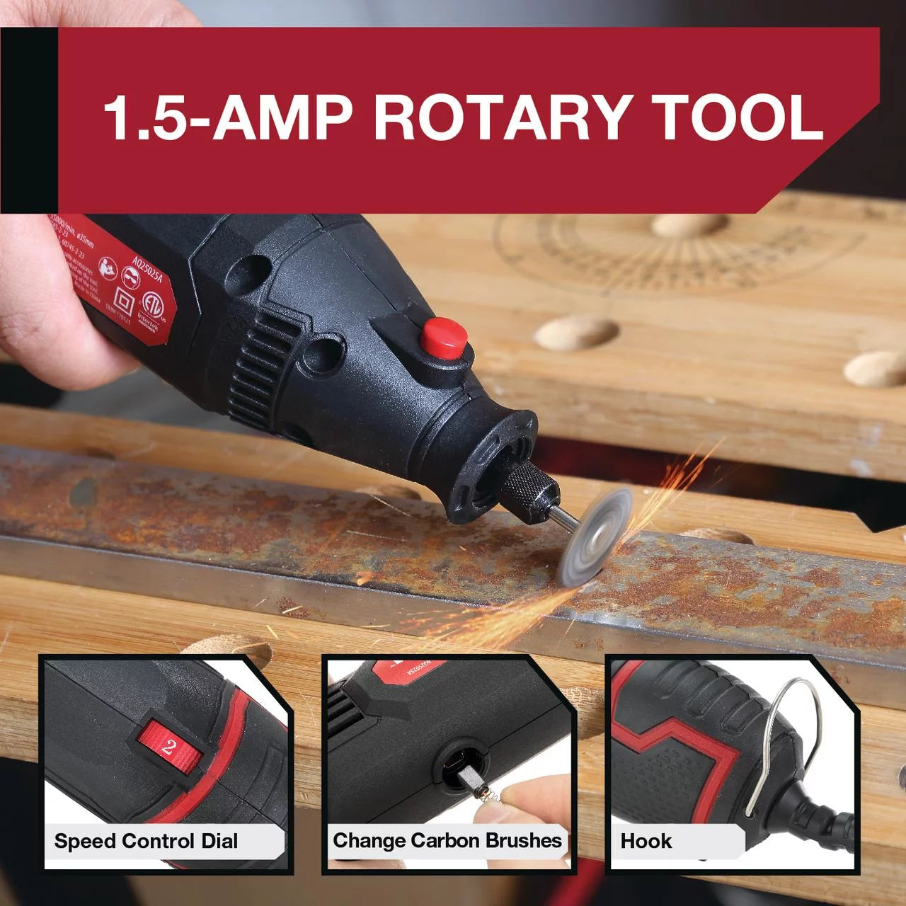 1.5 Amp Corded Rotary Tool with 105 Accessories & Storage Case T33807