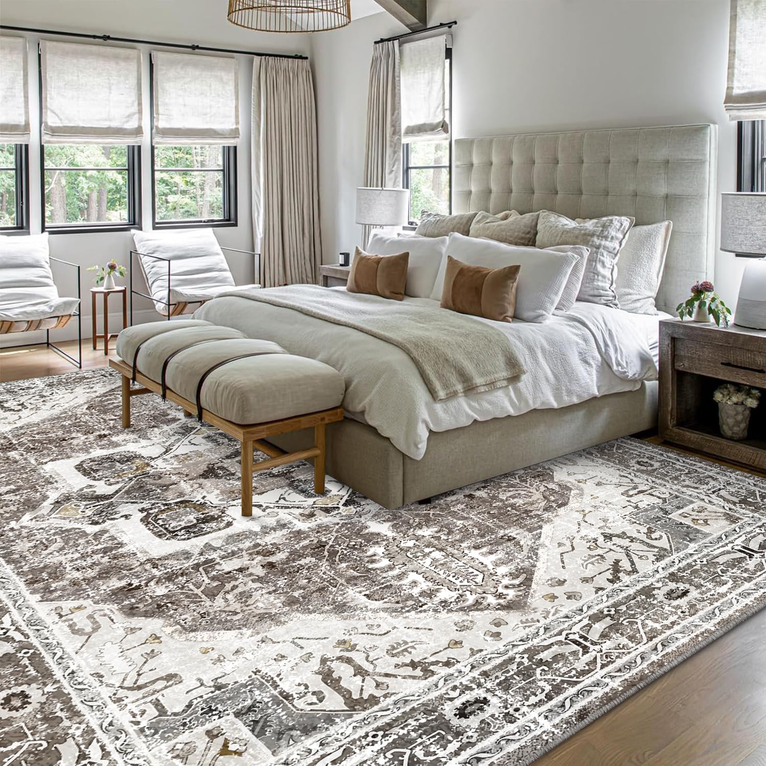 Machine Washable 5x7 Non-Slip Low Pile Area Rug A93950