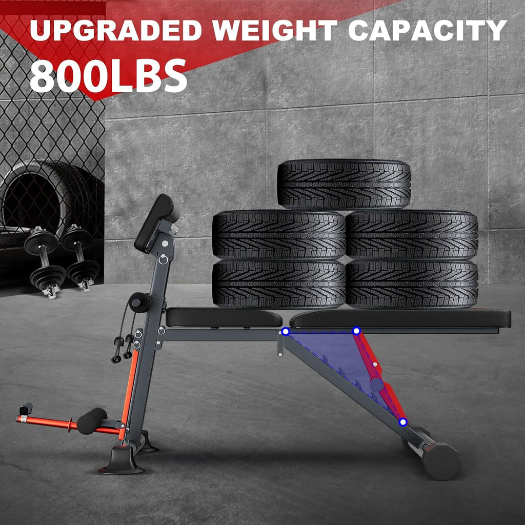 Adjustable Weight Bench, 800LBS Foldable Incline Decline Bench Z5126