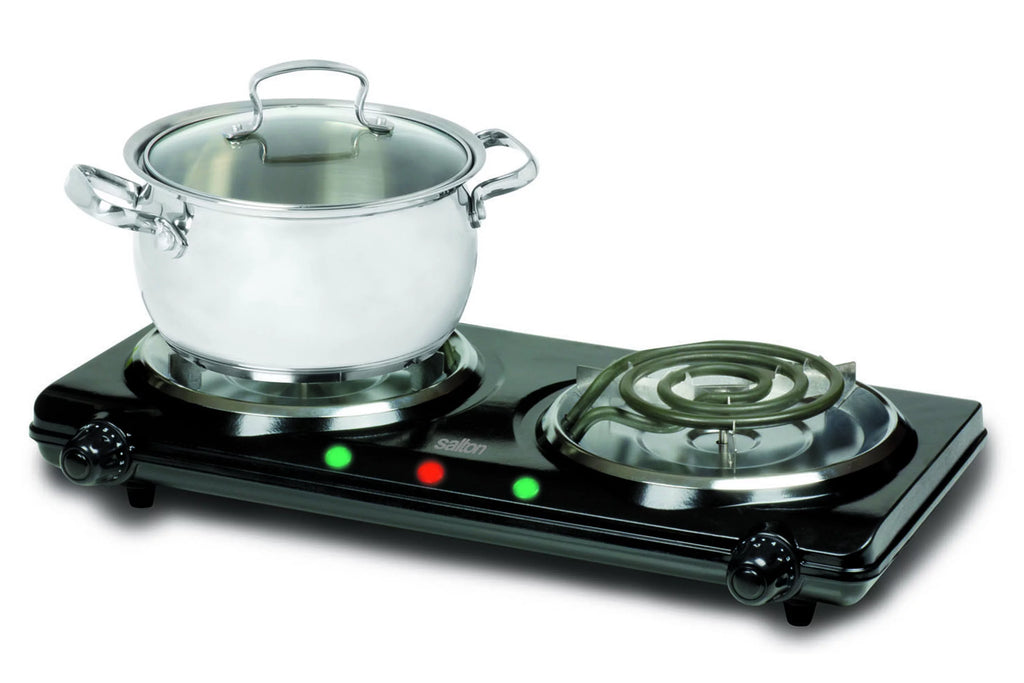 Black Portable Double Burner Cooktop U438