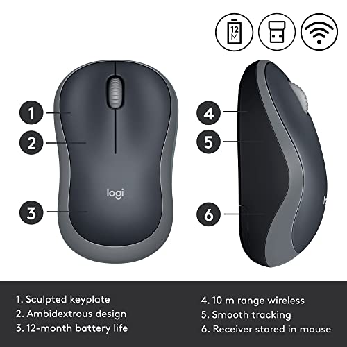 Wireless Mouse with USB Receiver - Swift Grey V31639