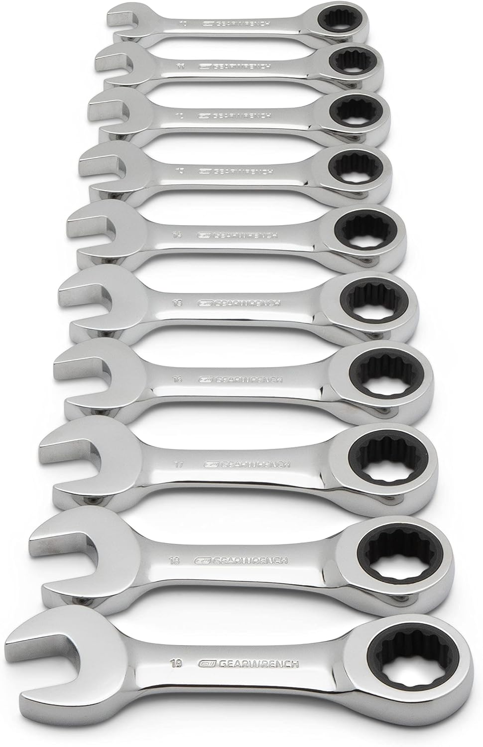 10 Pc. 12 Pt. Stubby Ratcheting Combination Wrench Set, Metric H663261