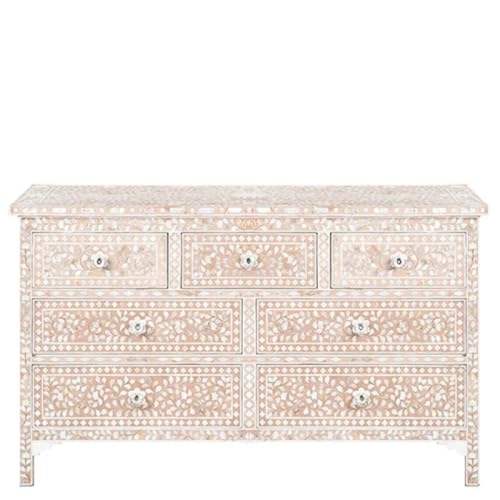 Pink Gray Hand Painted Wooden Chest of Drawers E3906