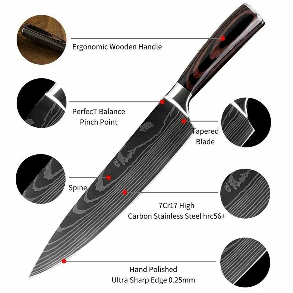 5 PCS Kitchen Knife Boxed Set with Sheaths O5476