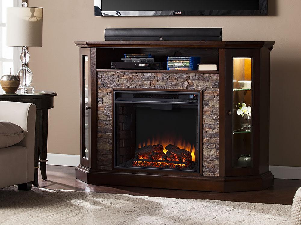 Espresso Wall Corner Electric Fireplace TV Stand D724928