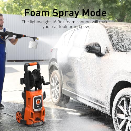 Electric Pressure Washer, 5000 Max PSI, 3.6 GPM, with Hose Reel, 4 Quick Connect Nozzles, Foam Cannon A661557