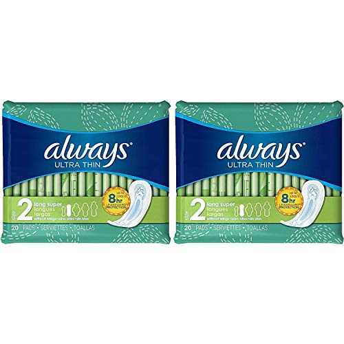 Ultra Thin Feminine Pads Size 2 Long Super Absorbency Without Wings Unscented 40 Count x 3 S9180