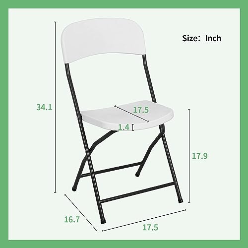 White Plastic Folding Chairs Set of 4 with Metal Frame O376263