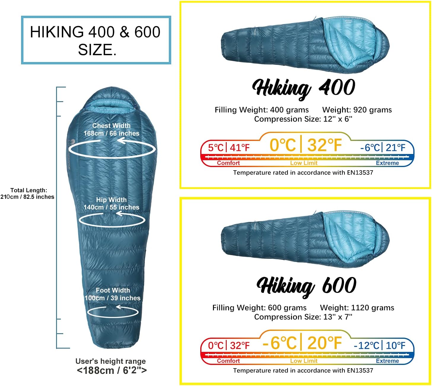 650 Fill Power Duck Down Mummy Sleeping Bag Q258380