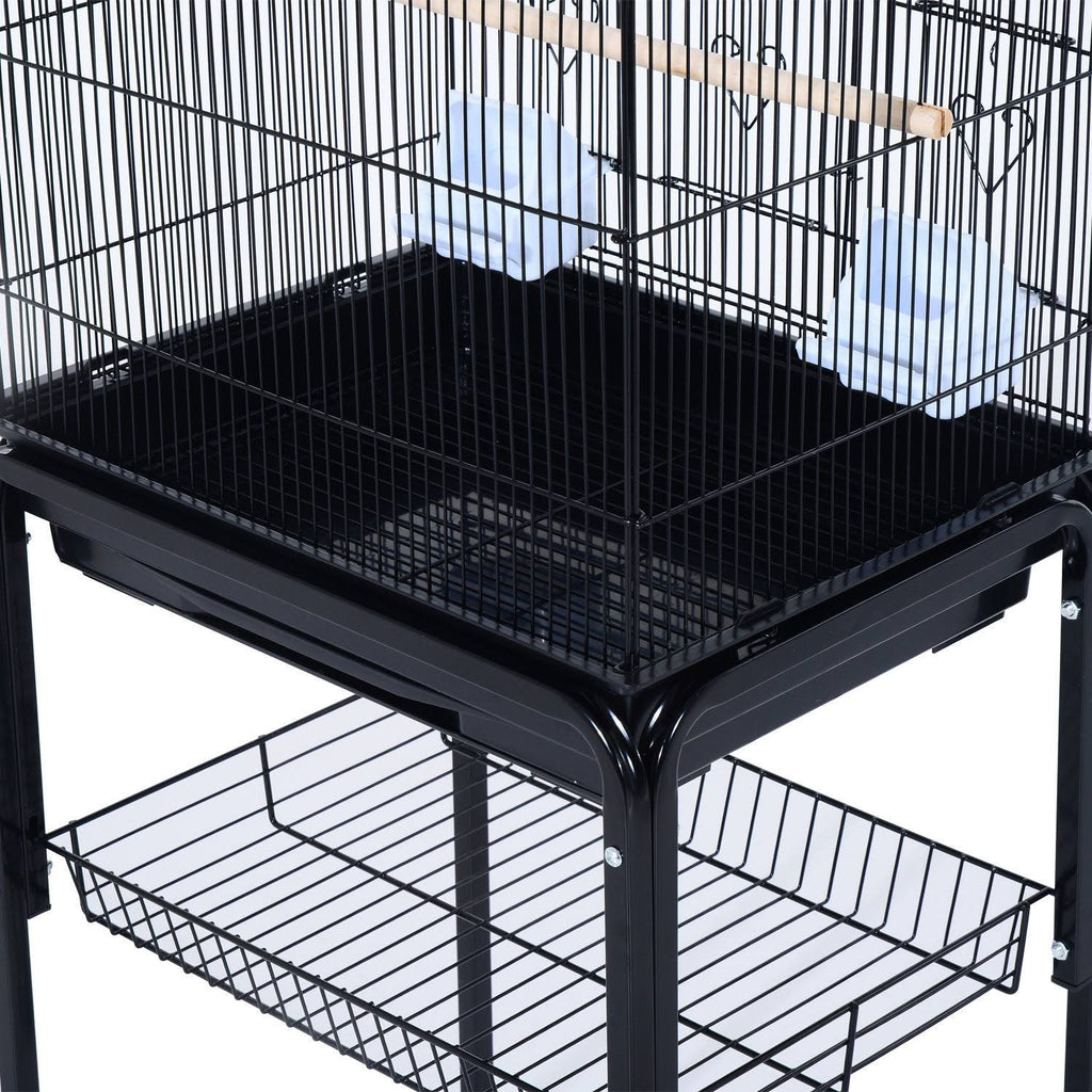 Black Metal Bird Cage with Rolling Stand N9743