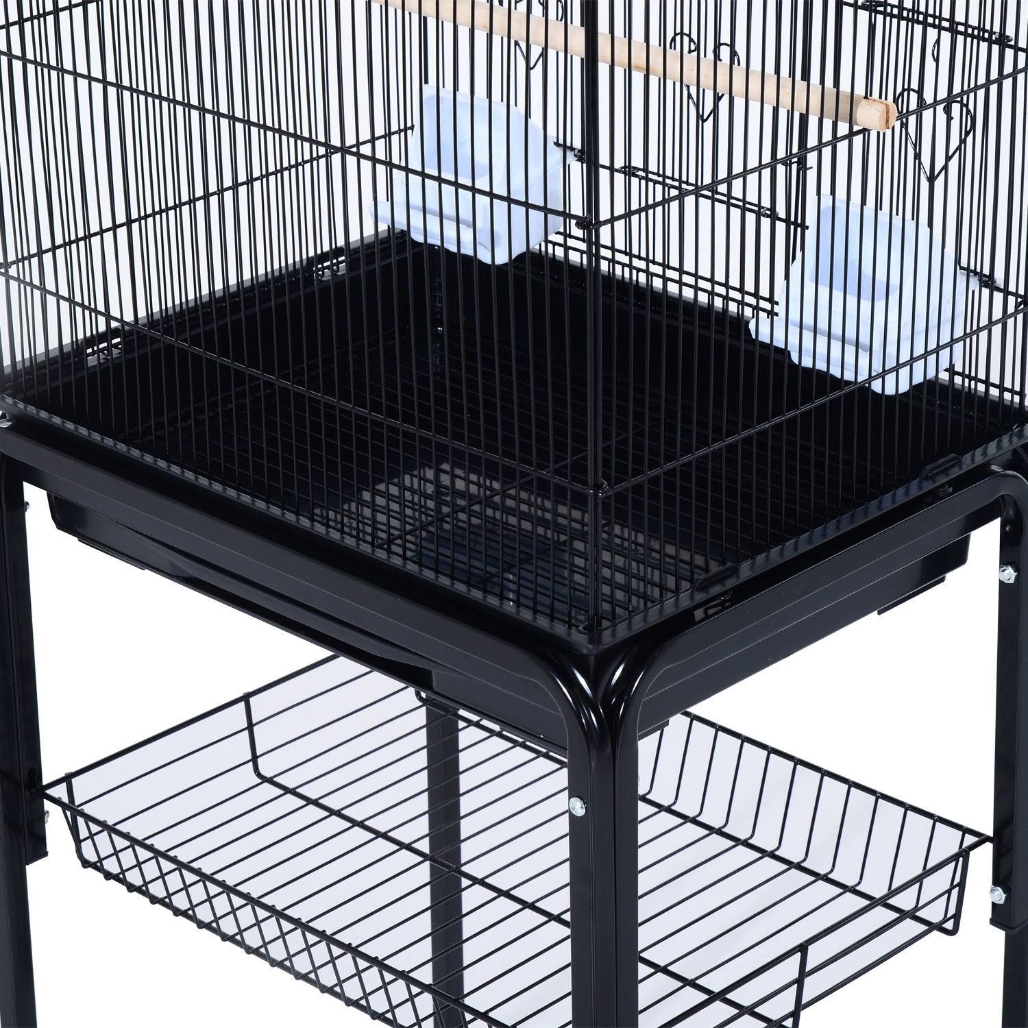 Black Metal Bird Cage with Rolling Stand N9743