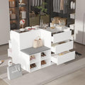 White Glass Armoire Wardrobe with 9 Drawers P7050