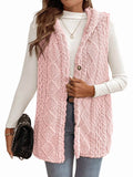 Pink Oversized Fleece Hooded Cardigan I1302