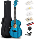 Blue 23 Inch Solid Mahogany Top Concert Ukulele with Starter Kit E5795