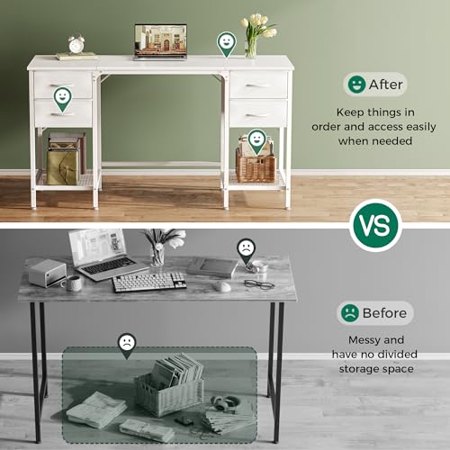 Rustic Brown 55 Inch Computer Desk with 4 Drawers and Mesh Shelf J565