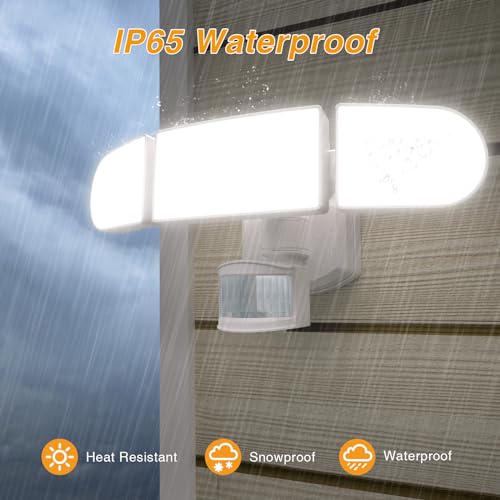 White 3-Head LED Flood Light, 1800LM, 5000K, IP65 Waterproof, Battery Operated U460