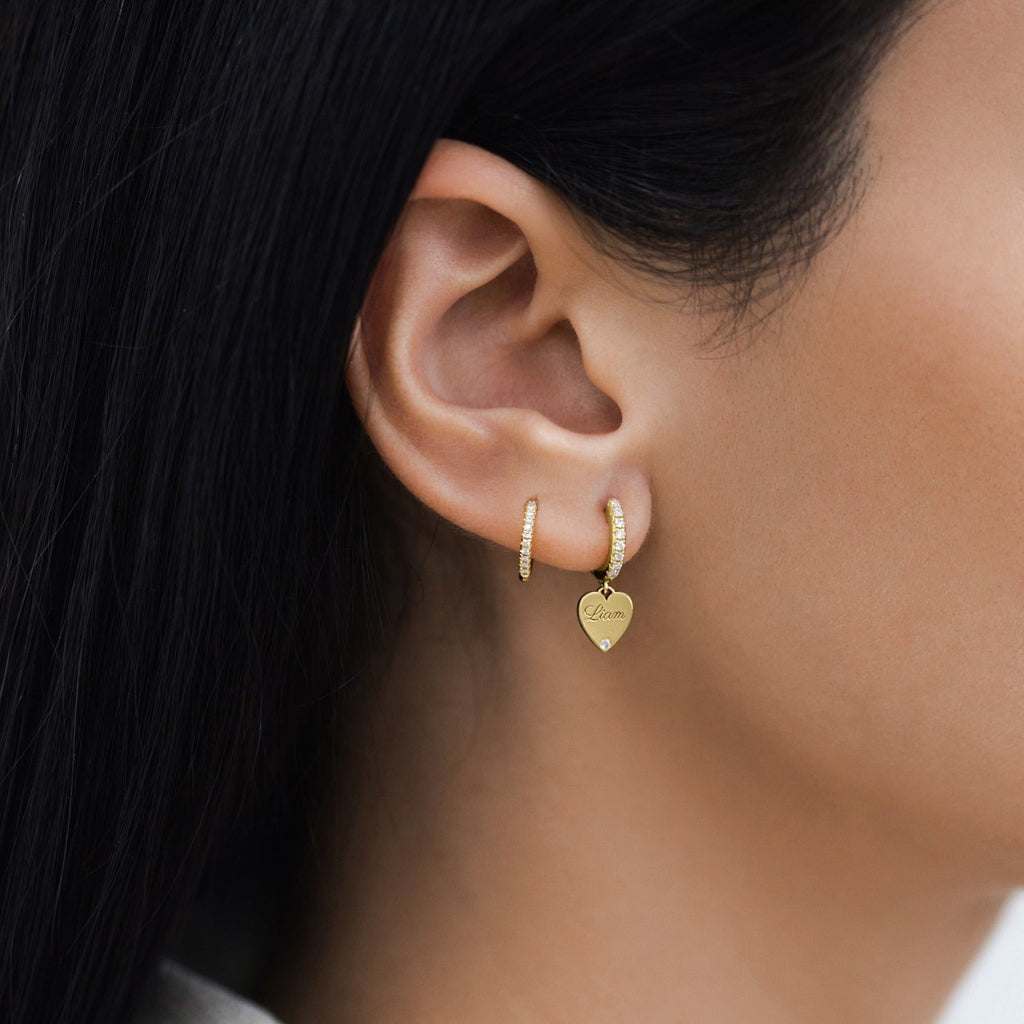Diamond Heart Huggie Earrings K125514