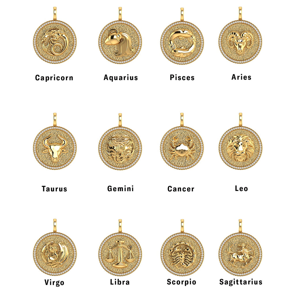 Zodiac Coin Medallion Charm V915