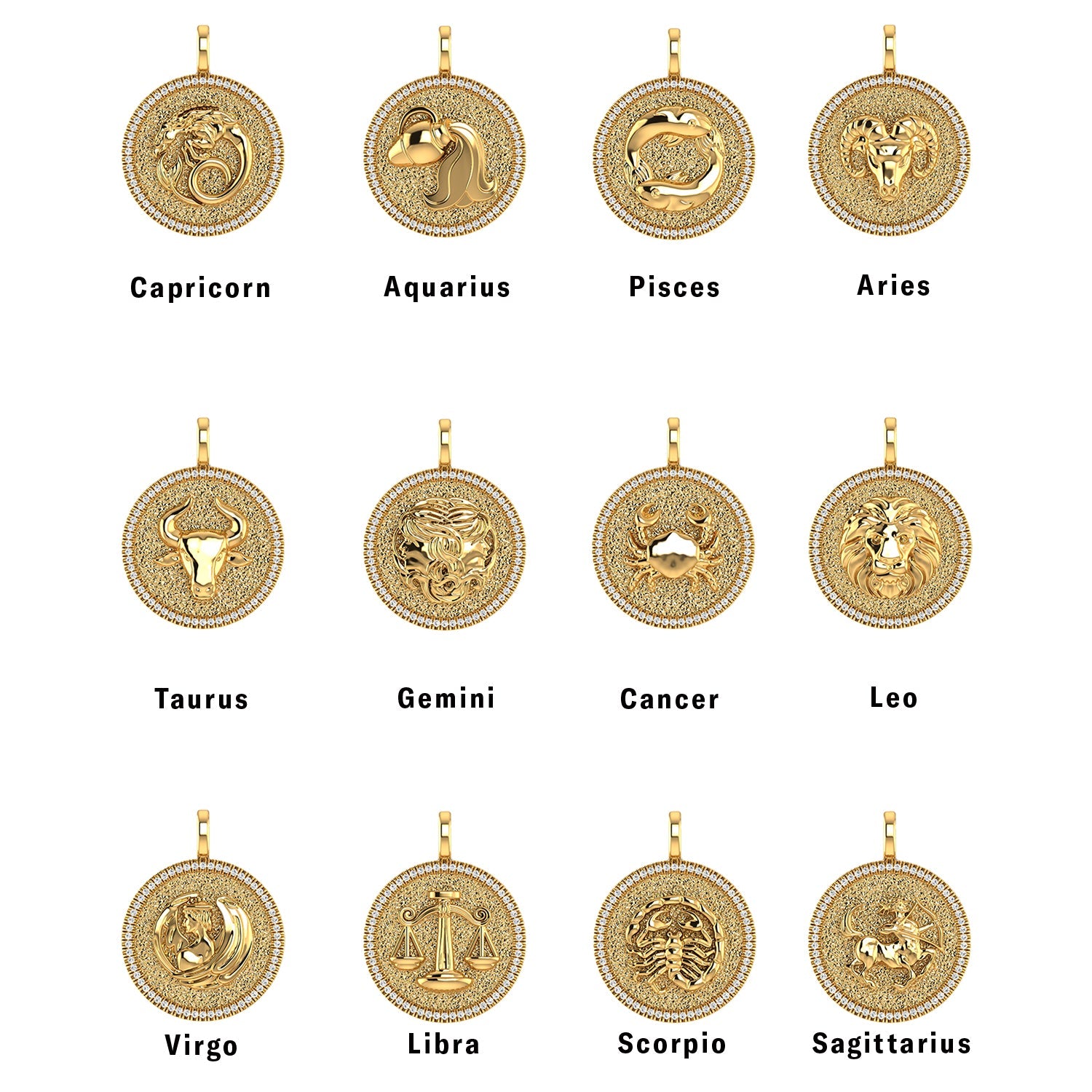 Zodiac Coin Medallion Charm V915