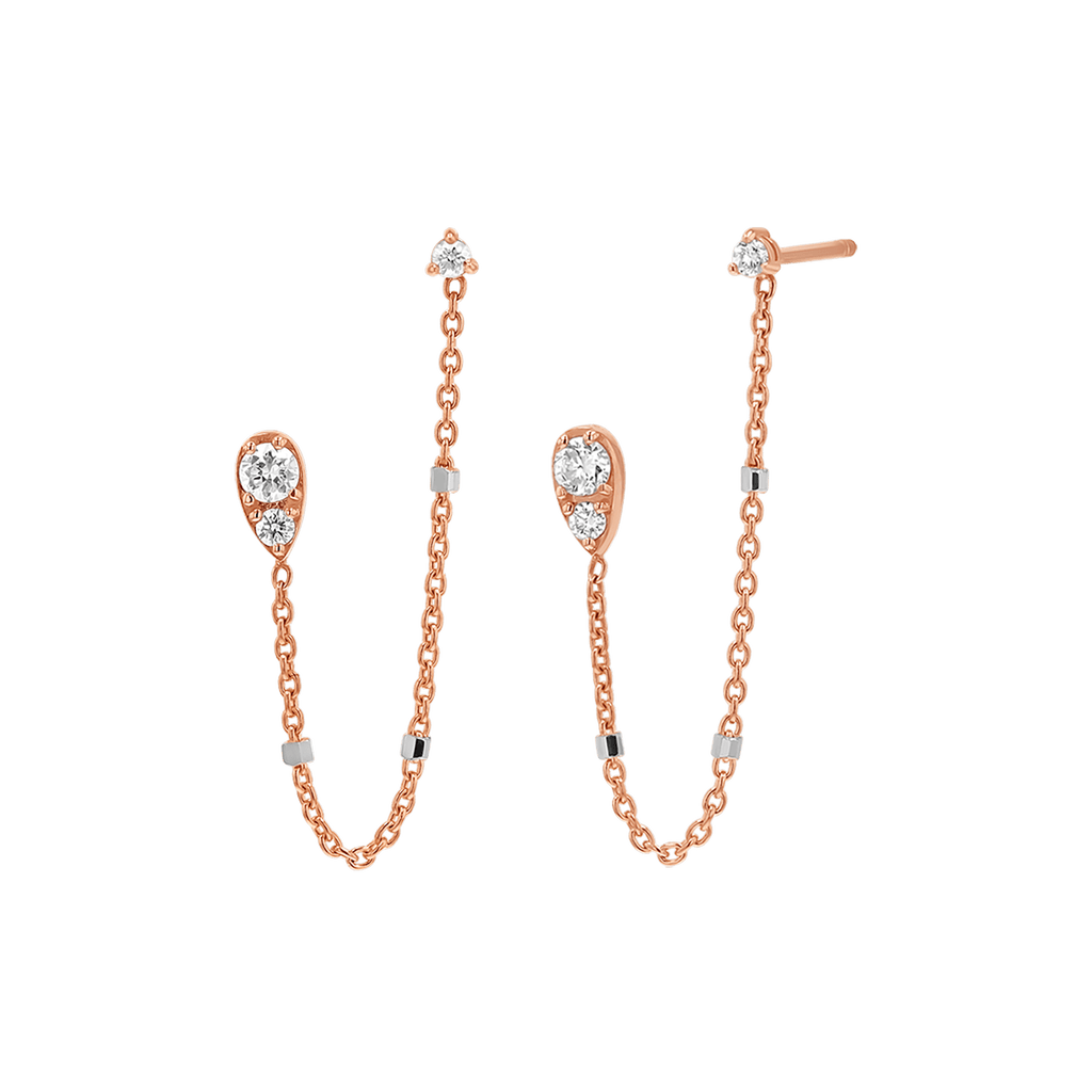 Pear Chain Duo Stud Earrings T2539
