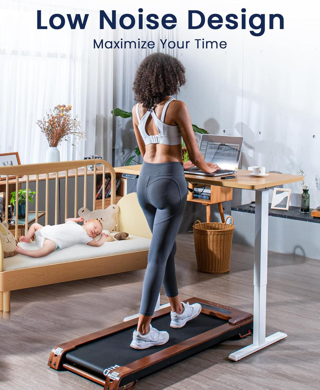Under Desk Treadmill with Remote Control 310 lb Capacity LED Display N600367