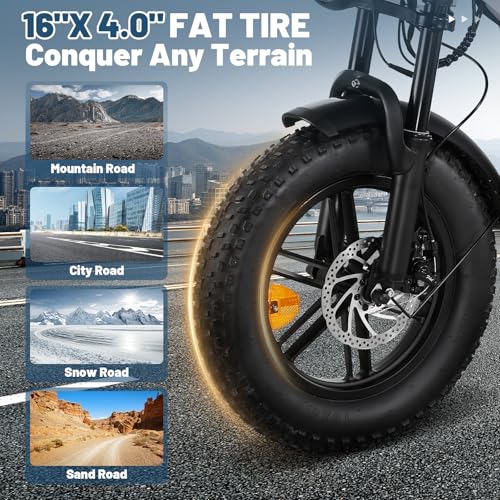 16" Fat Tire Electric Bike with 36V 10.4Ah Removable Battery D564746