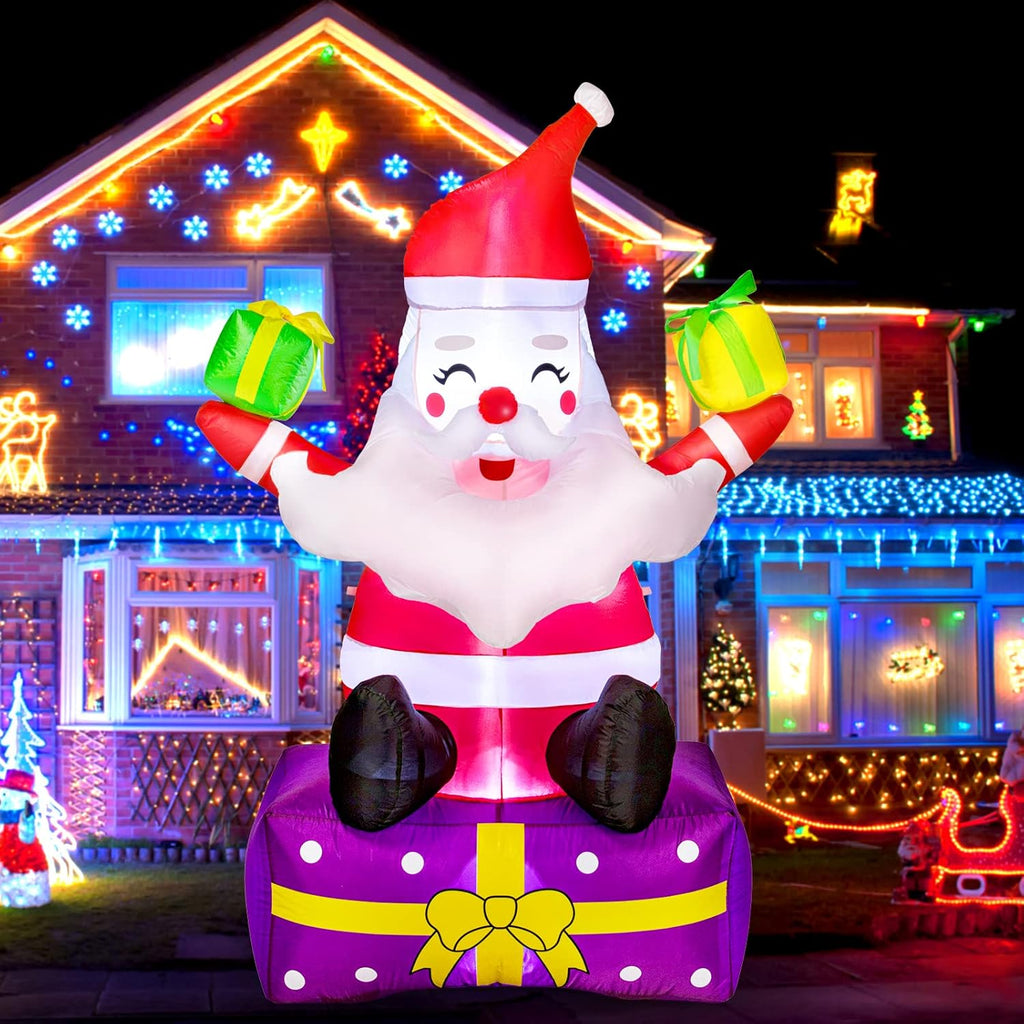 6 Ft Inflatable Santa Claus with Gift Boxes N914889