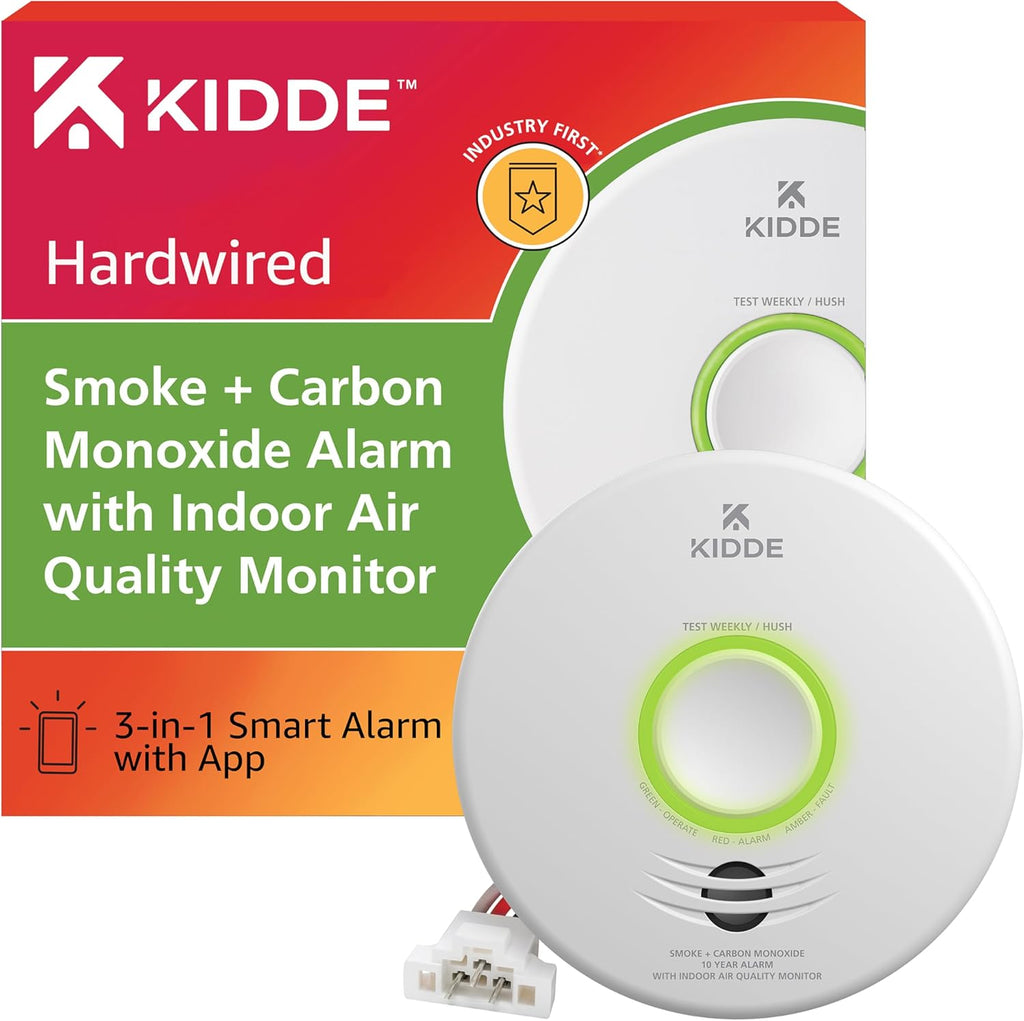 Smart Smoke & Carbon Monoxide Detector with Indoor Air Quality Monitor, Hardwired w/Battery Backup L496292