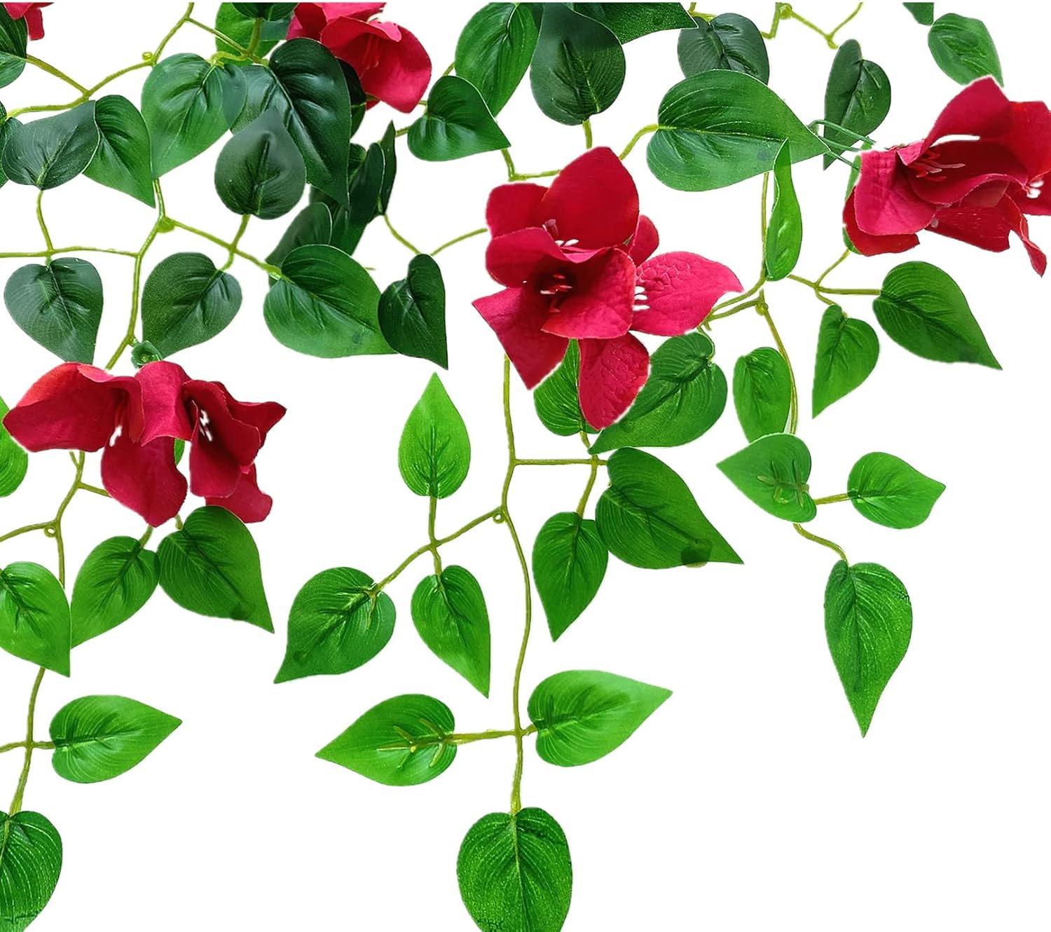 Pack of 4 Artificial Hanging Bougainvillea Silk Plastic Flower Vines Faux Plant (Fuchsia) X151177