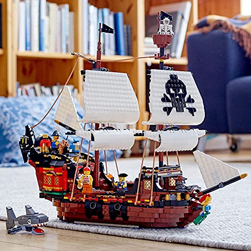 LEGO Creator 3 in 1 Pirate Ship Building Set, 4 Minifigures, Shark Toy, Ages 9+ N810