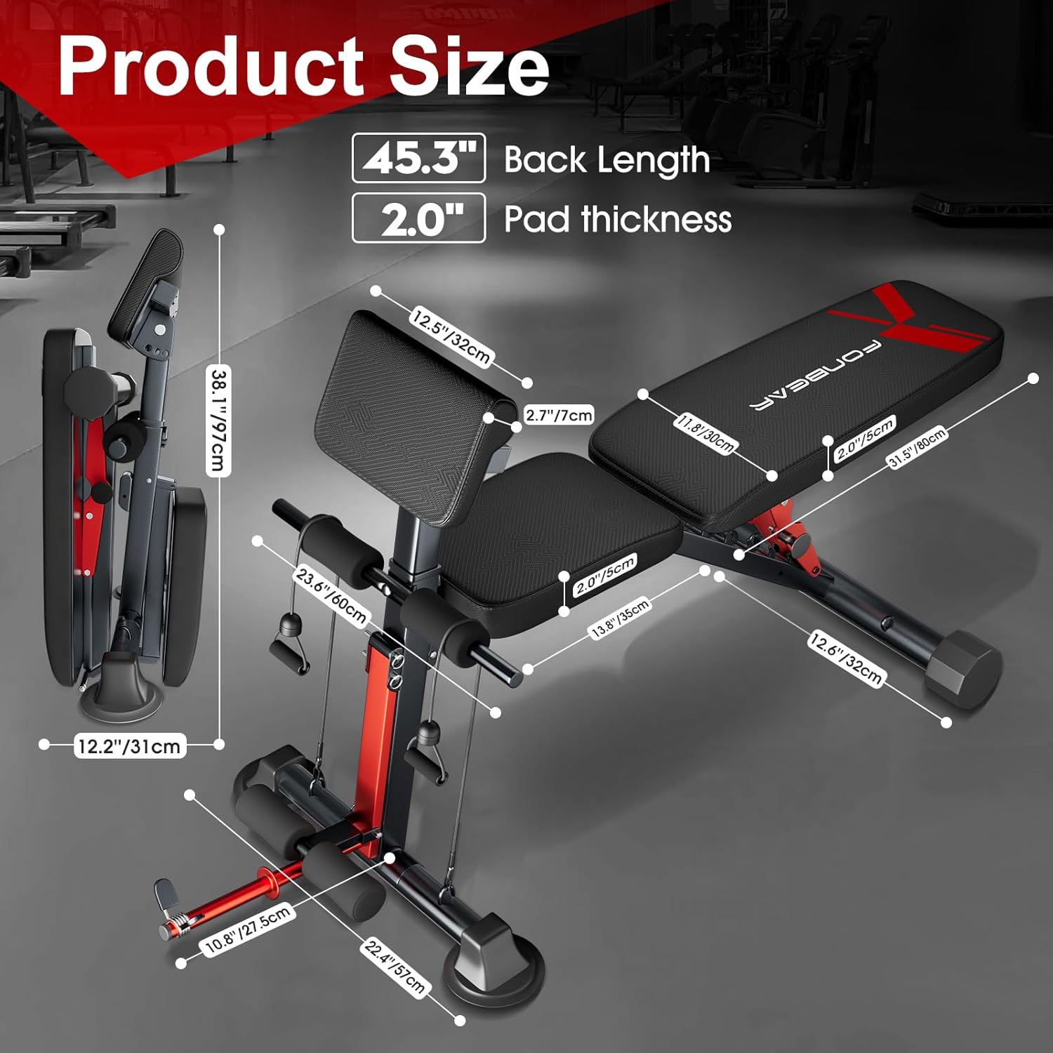 Adjustable Weight Bench, 800LBS Foldable Incline Decline Bench Z5126