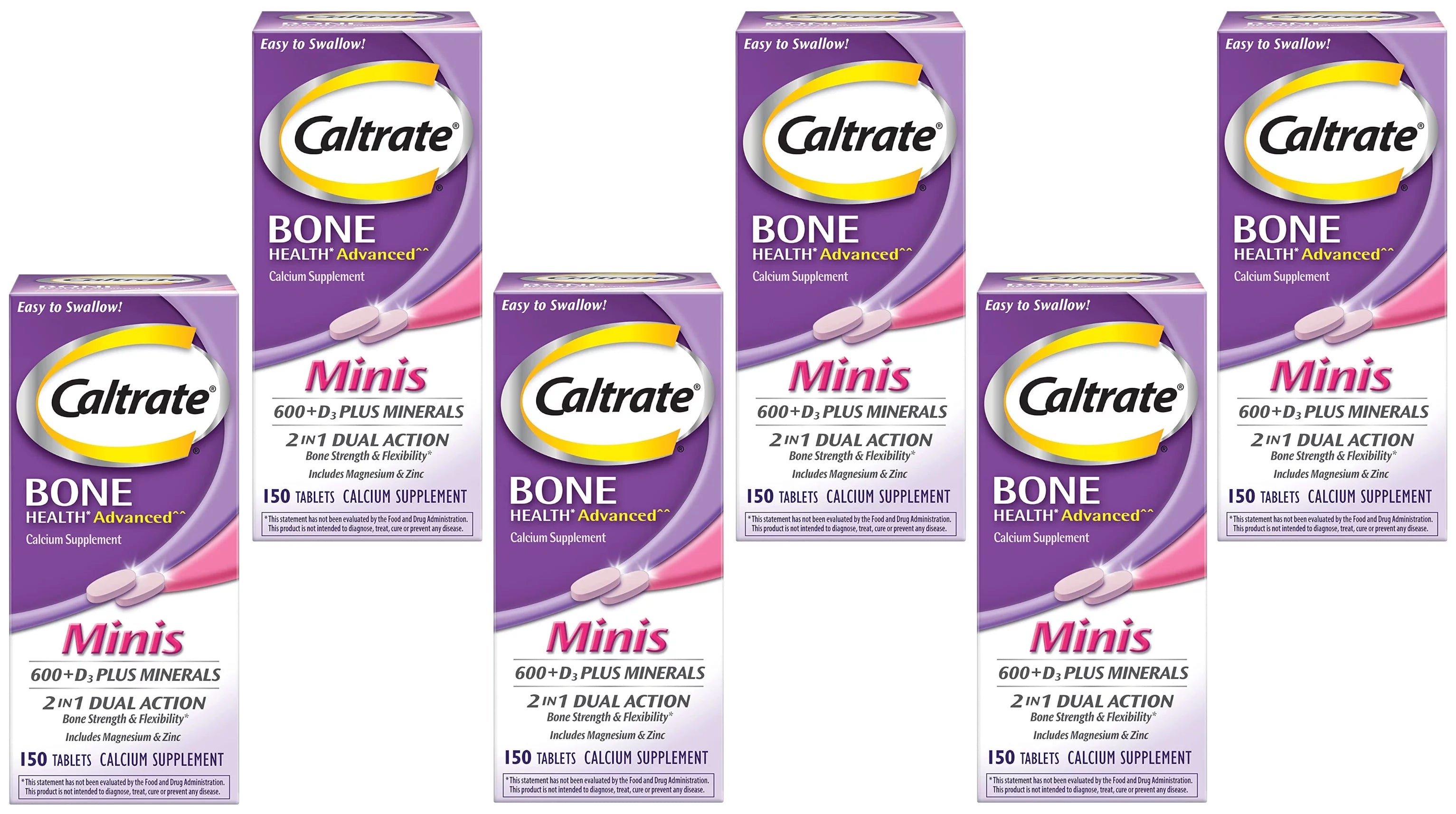 150 ea Calcium & Vitamin D3 Supplement Plus Minerals Mini Tablets G76883