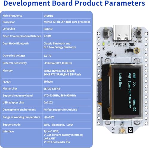 ESP32 LoRa V3 Development Board with 1100mAh Battery and N30 Protect Case Set Y75186