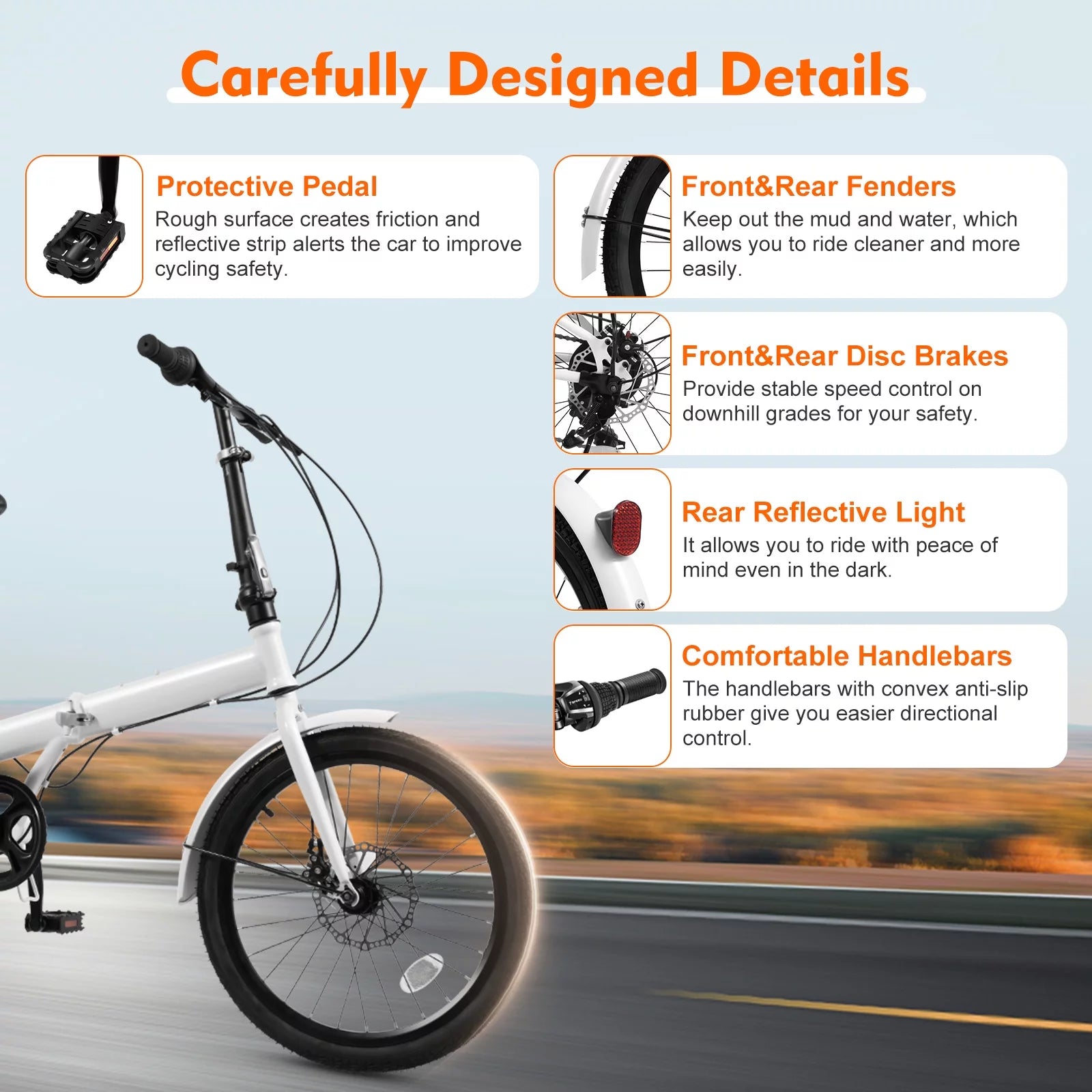 White 20-inch 7 Speed Folding Bicycle S91058