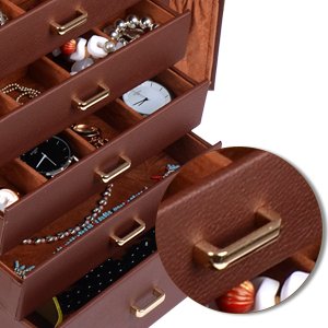 Extra Large 6 Tier 5 Drawers Jewelry Box with Mirror P918687