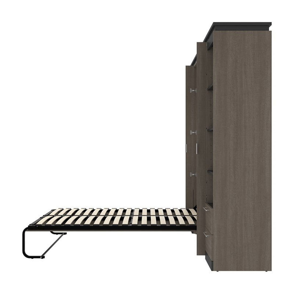 98" Full Murphy Bed and 2 Bookcases with Drawers in Bark Gray R754