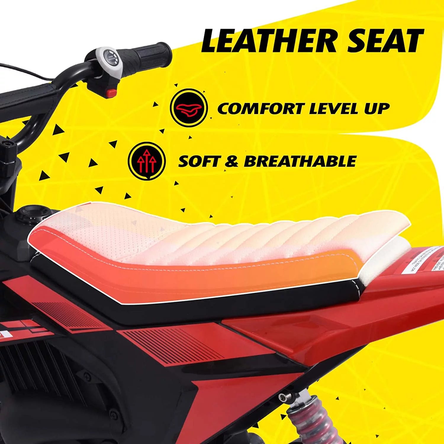 24V Kids Electric Dirt Bike with Rubber Tire, Suspension & Leather Seat C713