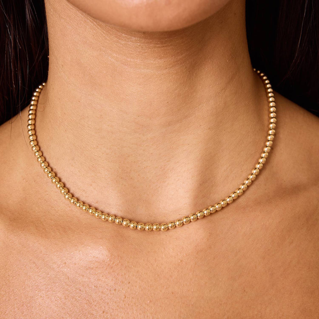 Gold Bead Ball Necklace F742