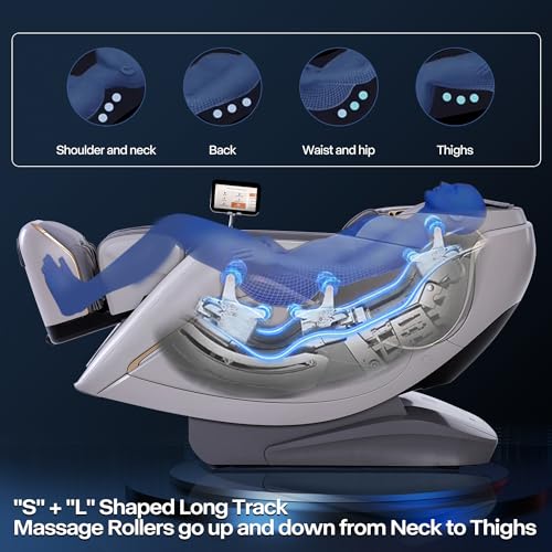 Beige 4D Massage Chair Recliner with Zero Gravity Shiatsu J615308