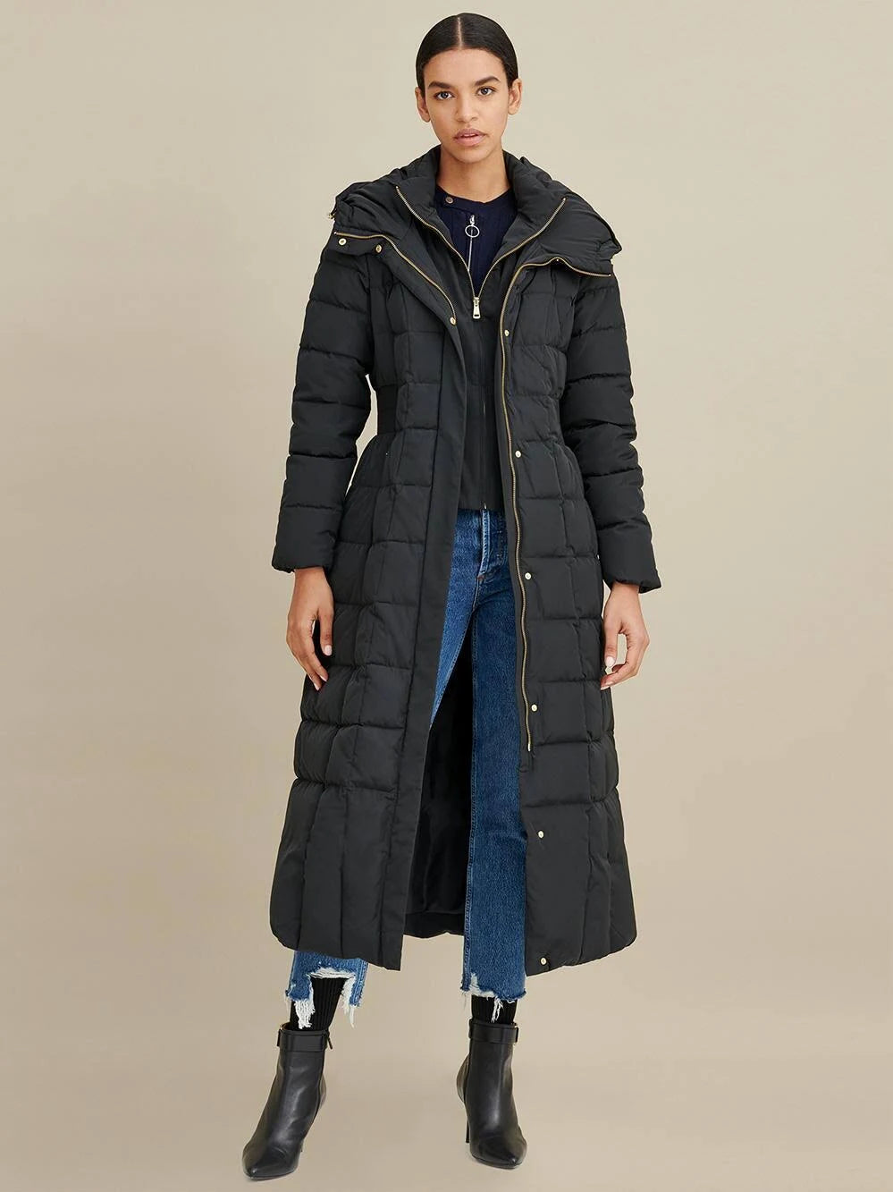 Black Maxi Puffer Coat Q802695