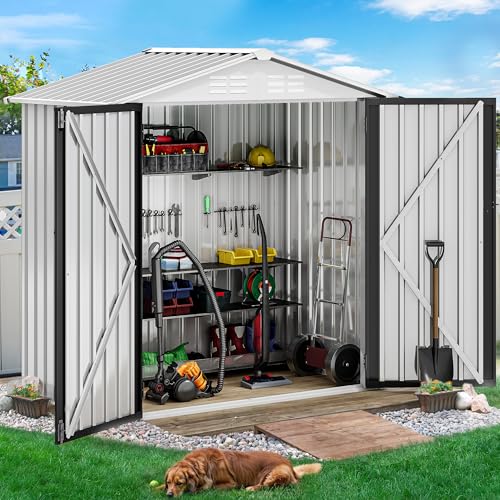 6x4ft Dark Gray Metal Storage Shed P978