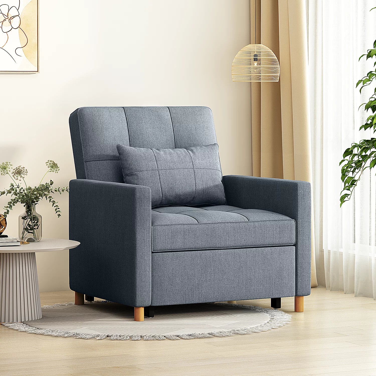 Dark Grey Sleeper Sofa Chair with Extra Pillow B178440