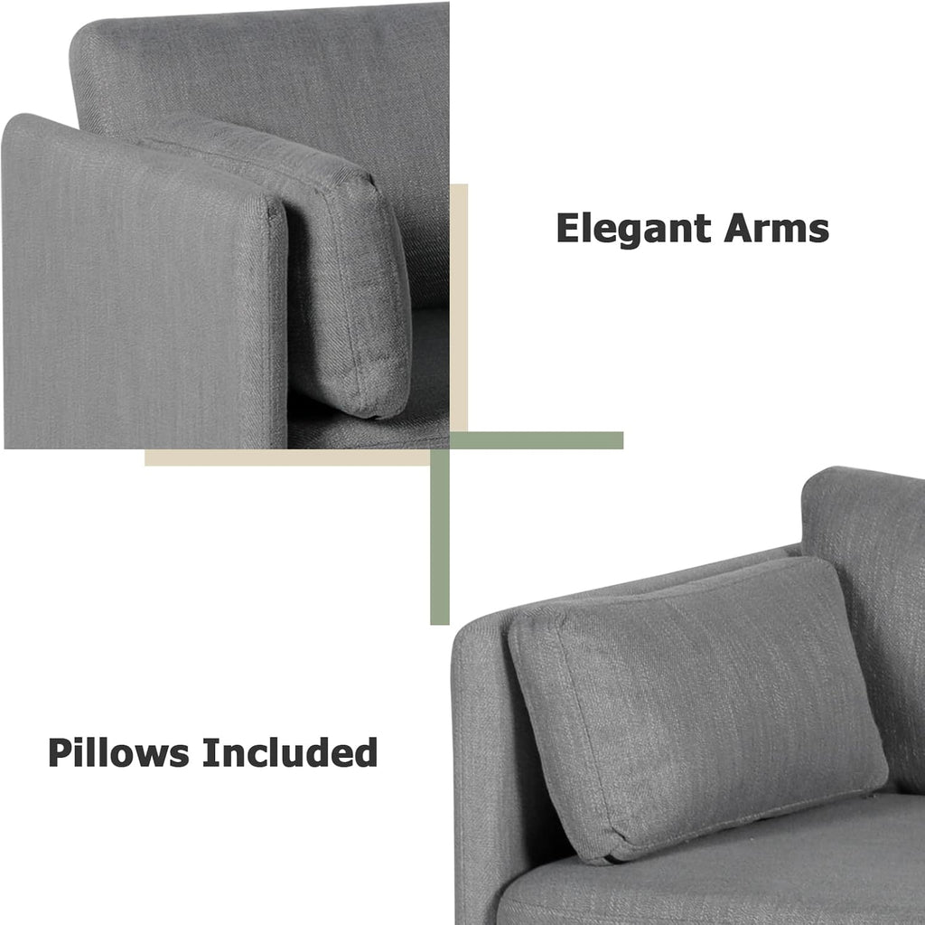Grey 3 Pcs Upholstered Sofa Set with Pillows E982