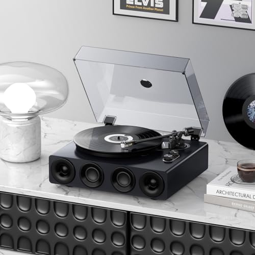 Piano Lacquer Grey Belt Drive 2-Speed Turntable with Built in Speakers C724