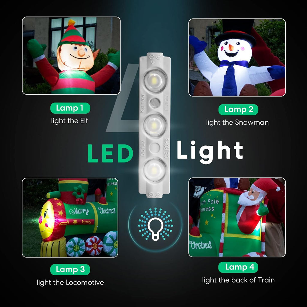6ft Height Christmas Inflatable Santa Claus with Elf and Snowman Built-in LED Lights G8224