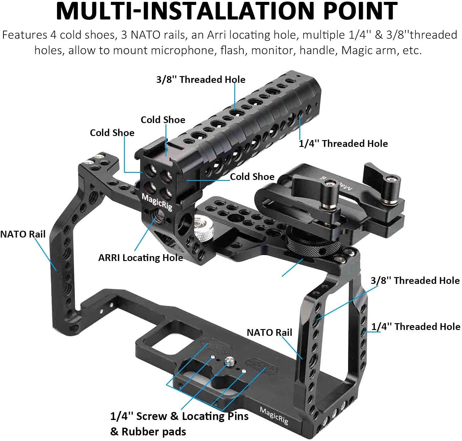 Camera Cage Kit with Top Handle and T5 SSD Mount Holder S6152