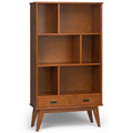Teak Brown Mid Century Modern Wide Bookcase and Storage Unit Z954