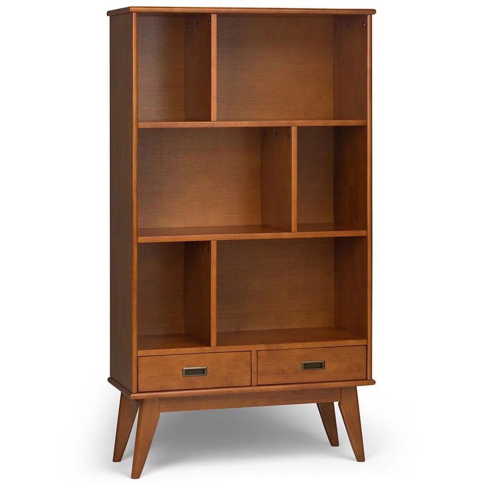 Teak Brown Mid Century Modern Wide Bookcase and Storage Unit Z954