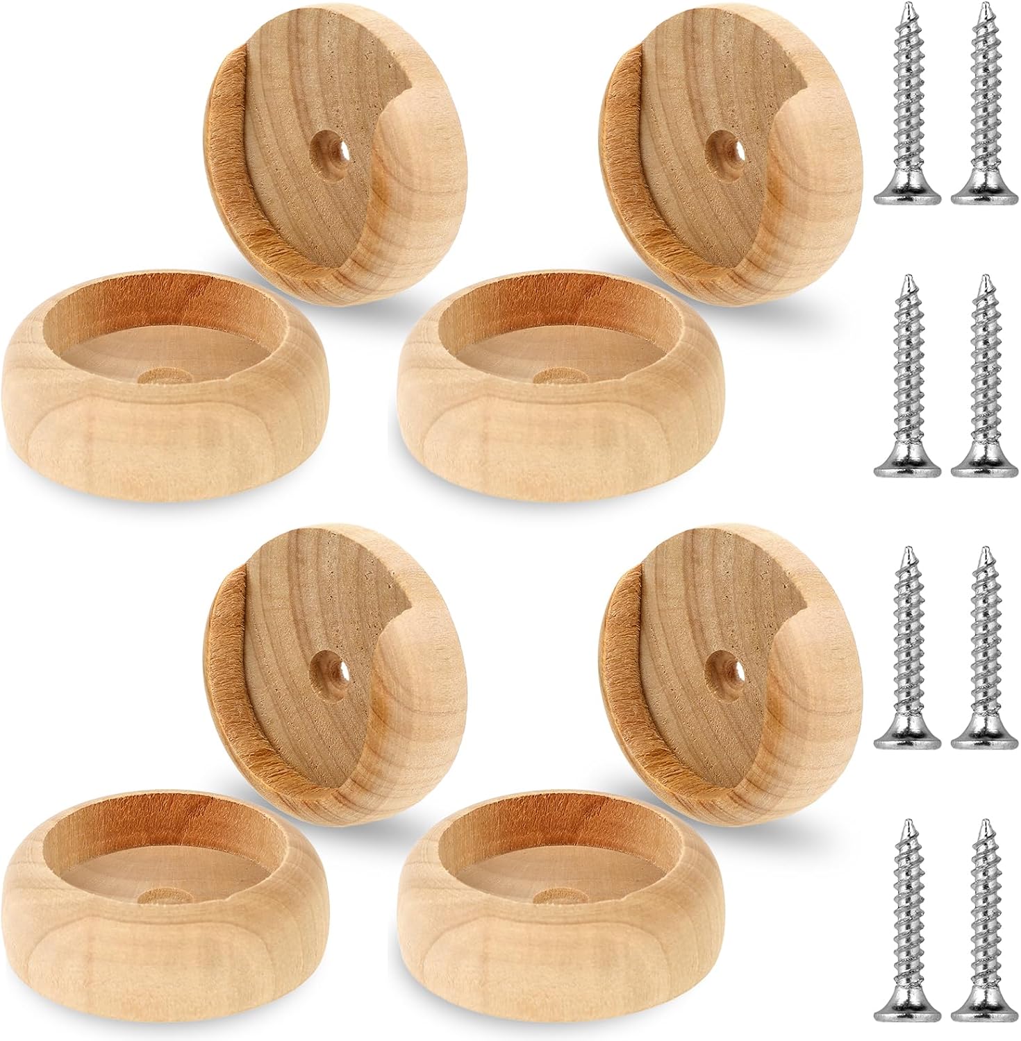 4 Sets Solid Wooden Closet Rod Holders with Screws Z81467