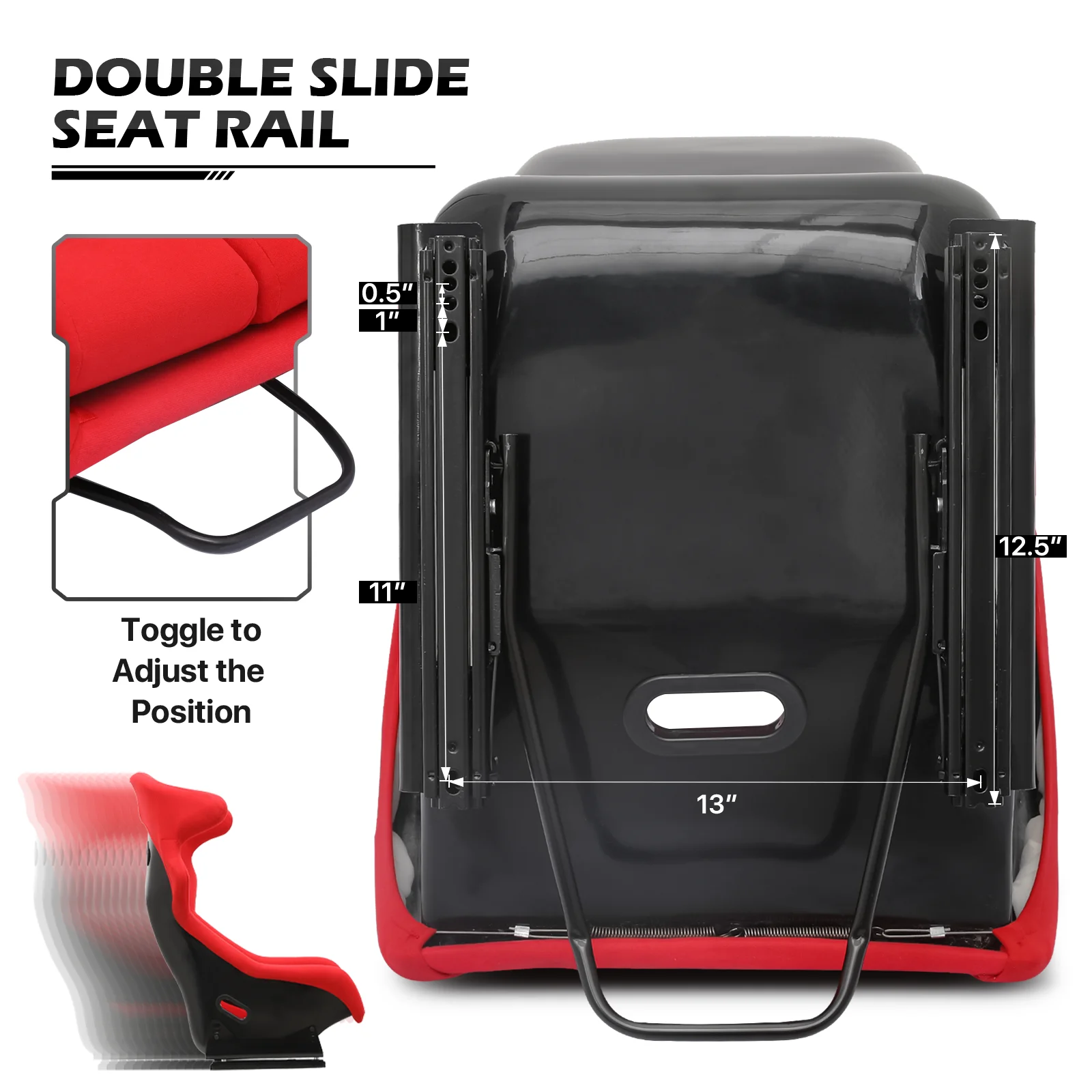 Racing Steering Wheel Stand with Racing Seat, Adjustable Slide, Red T84583